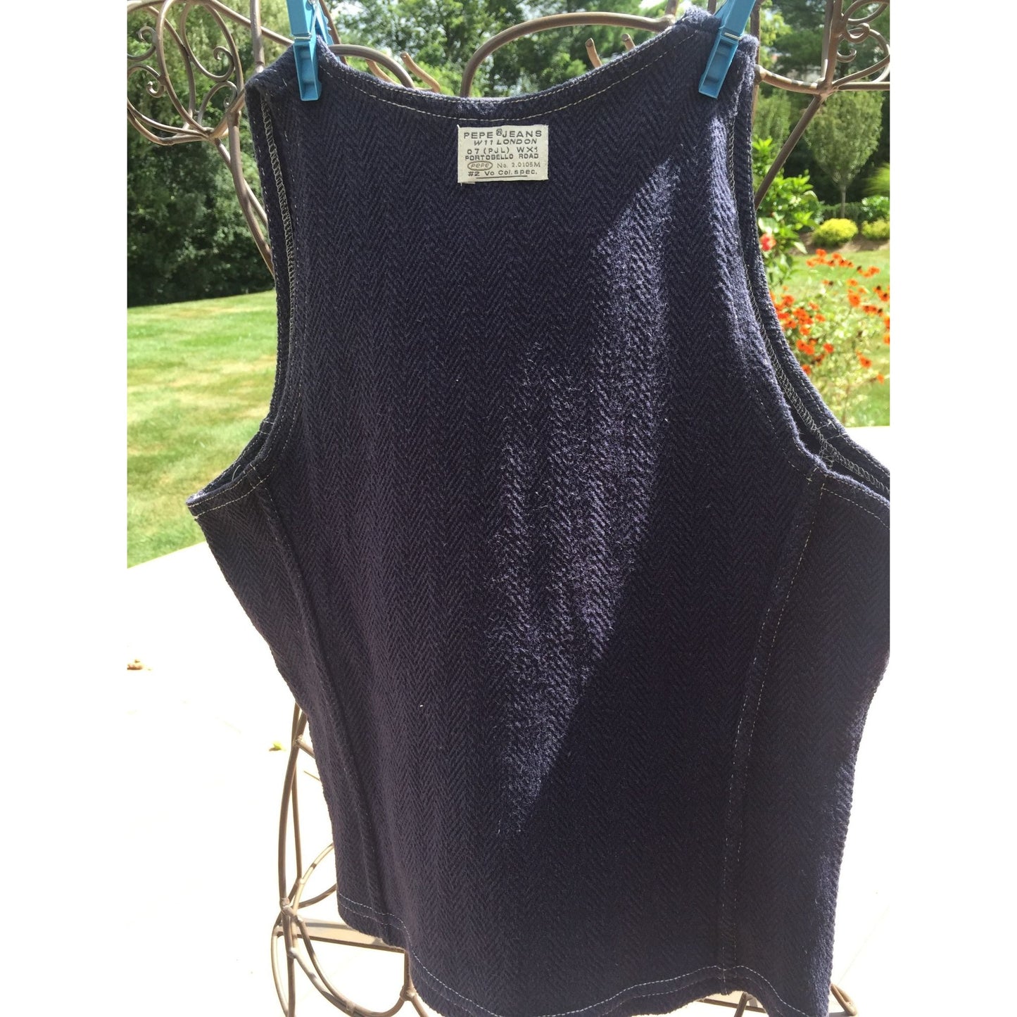 Vtg 1970's PEPE JEANS London Portobello Road W11 Woman's Top 07 (PJL) WX1 pepeNo. 2.0105 Size S Navy Blue Top