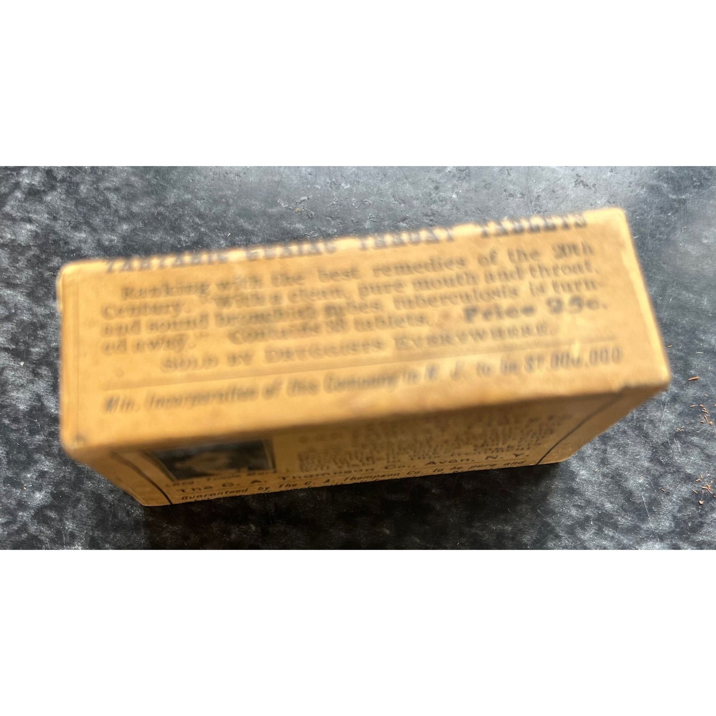 Antique Medicine "Thompson" Tartaric Guaiac Throat Tablets Thompson Co. Avon, N. Y. Sealed Box Collector's Items