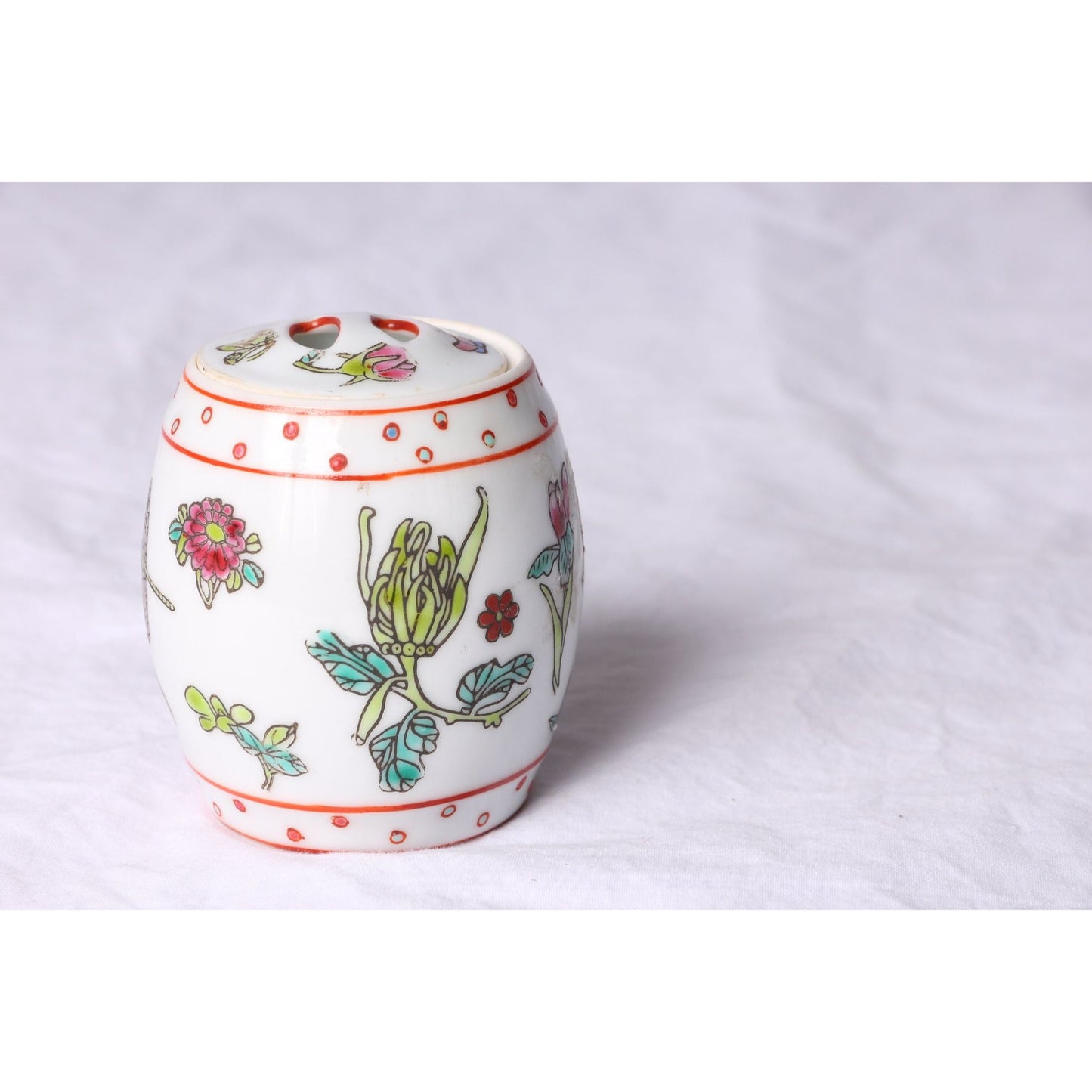 Vintage Miniature Chinese Garden Stool Miniature Chinese Jar With Lid Made In China 2 1/2"