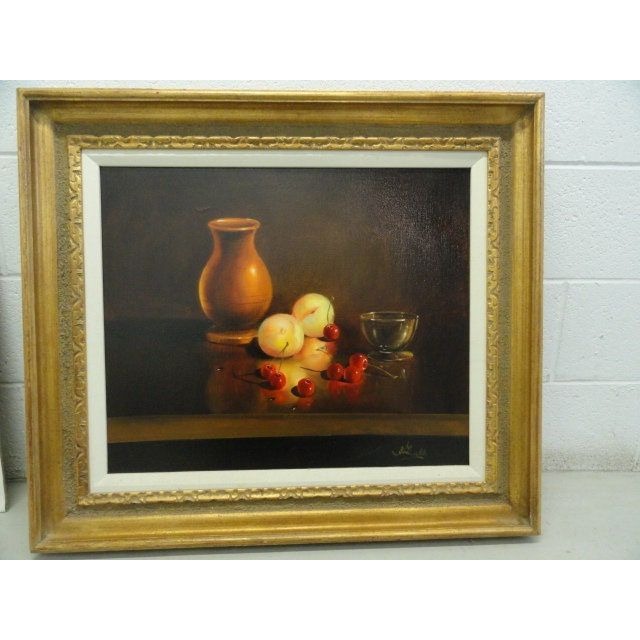 Vintage EVA MAKK Oil Painting Untitled "Still Life" 1960’s 32" x 27 1/2" Beautifully Framed