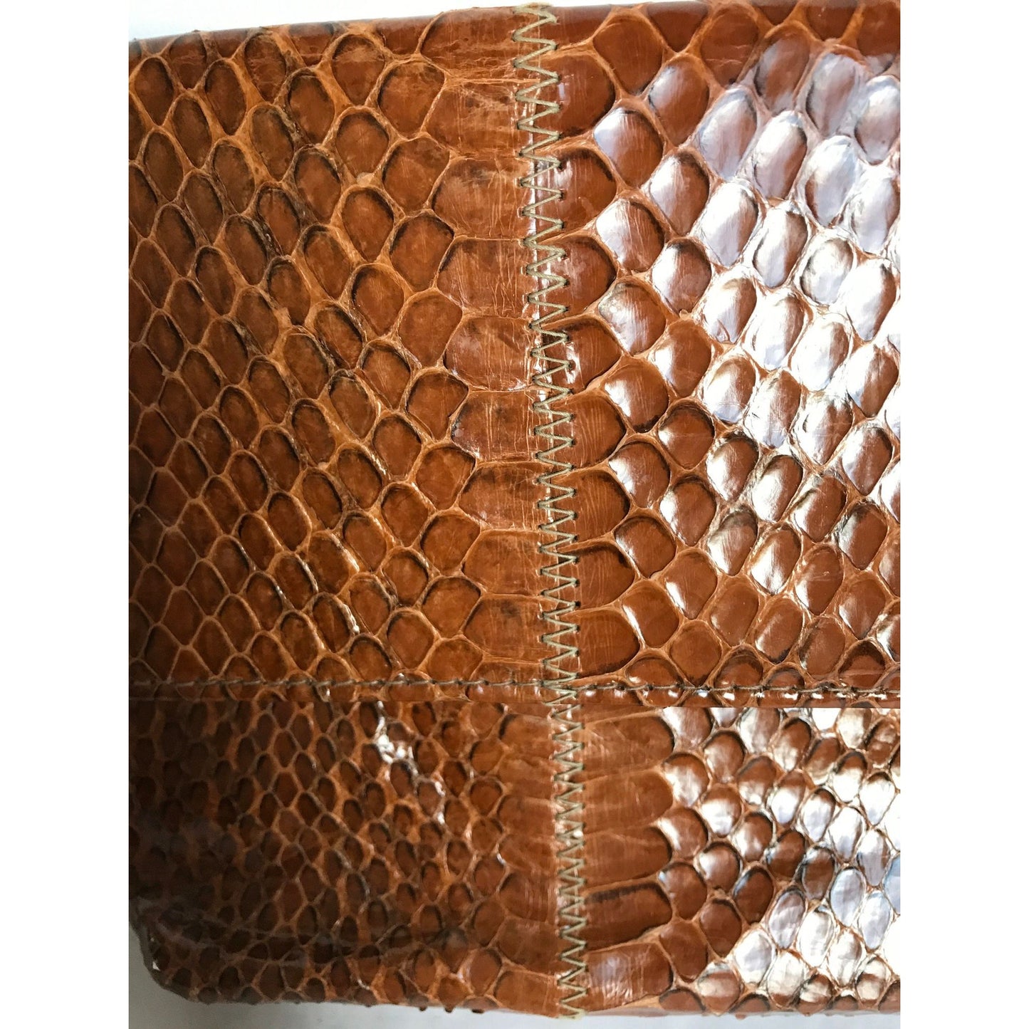 Vintage Brown Snake Skin Clutch Evening Bag 1950's Fully Lined