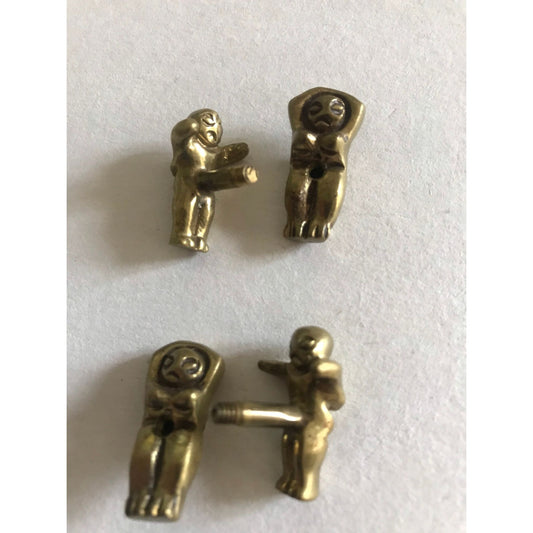 Vtg 1970's Male Female Screw Together Molten Brass Cufflinks Brutalist Modernist Cubist Abstract