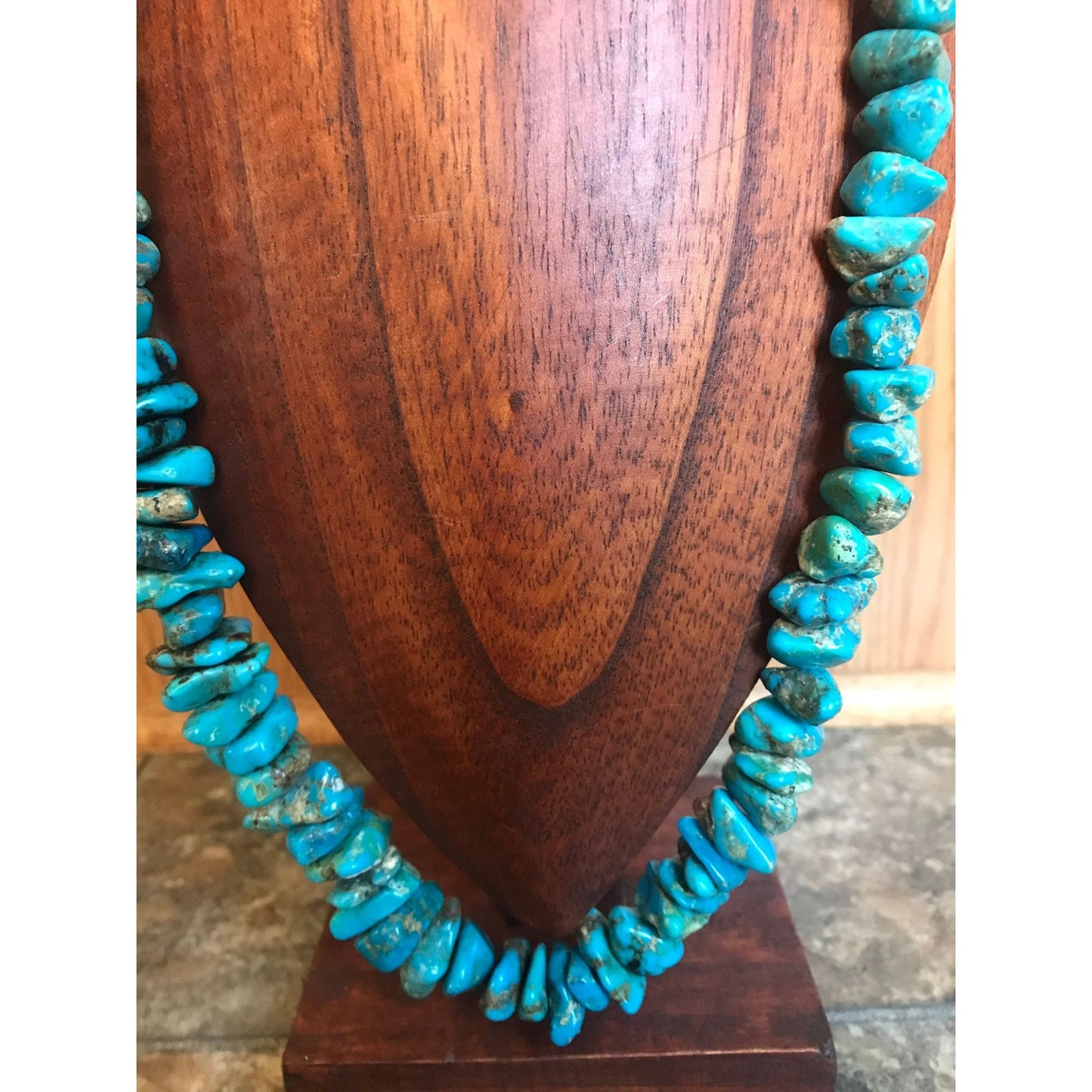 Vintage Graduated Turquoise Endless Nugget Necklace 35" Length 109 Stones No Closure