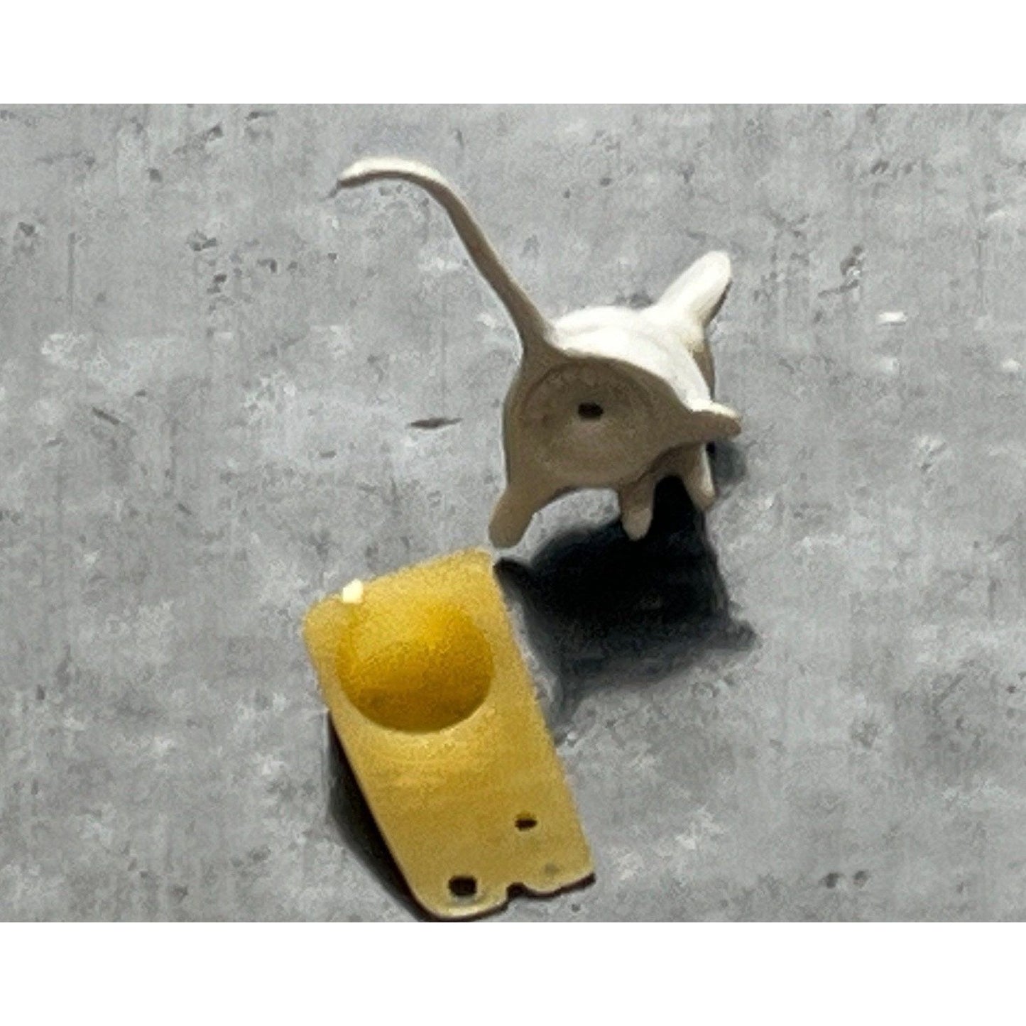 Vintage 1960's Mouse & A Piece Of Swiss Cheese 2 Miniatures Stamped West Germany Bright Red Eyes