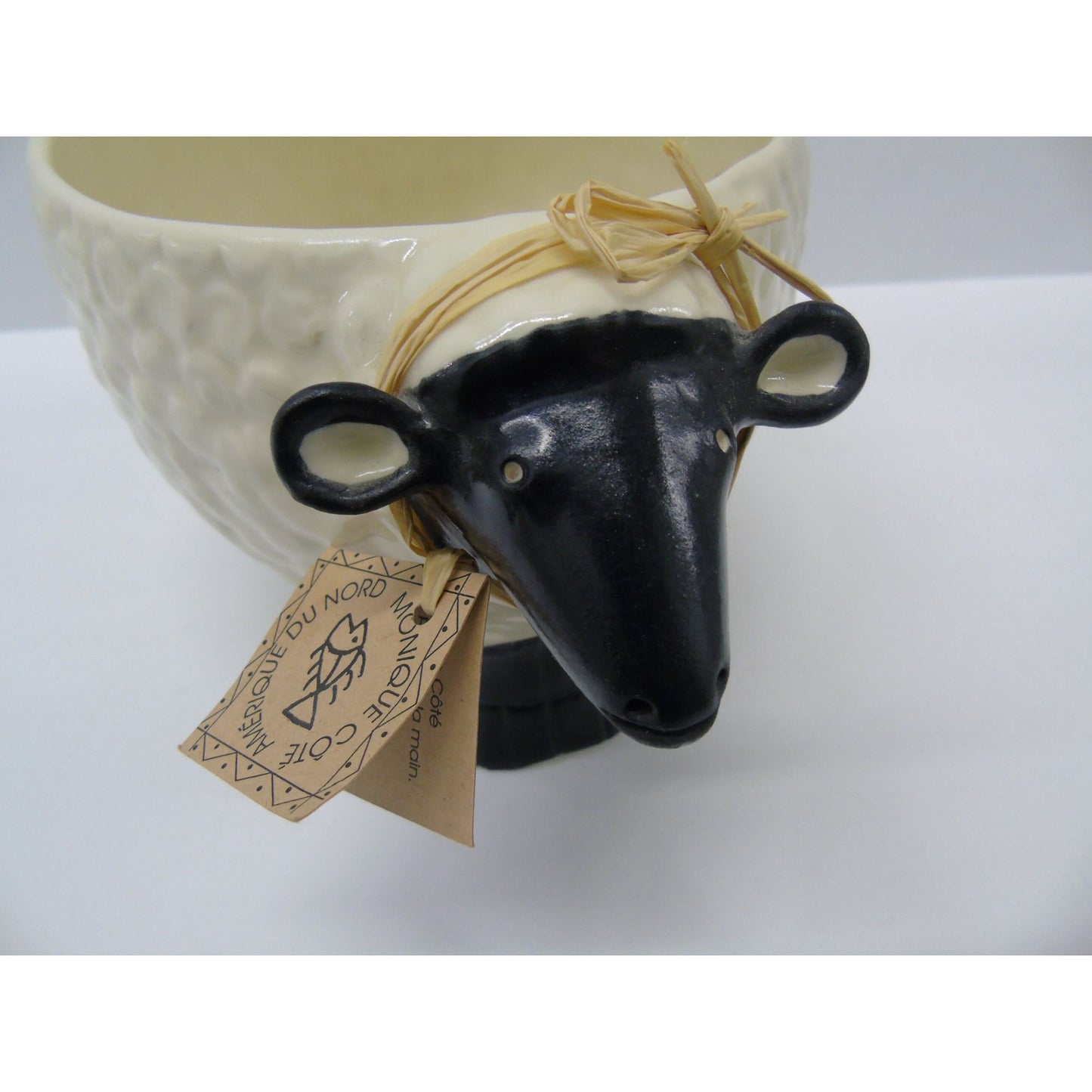 Vintage Sheep Planter Amerique du Nord Ceramic Québec Canada New With Tag 1980's