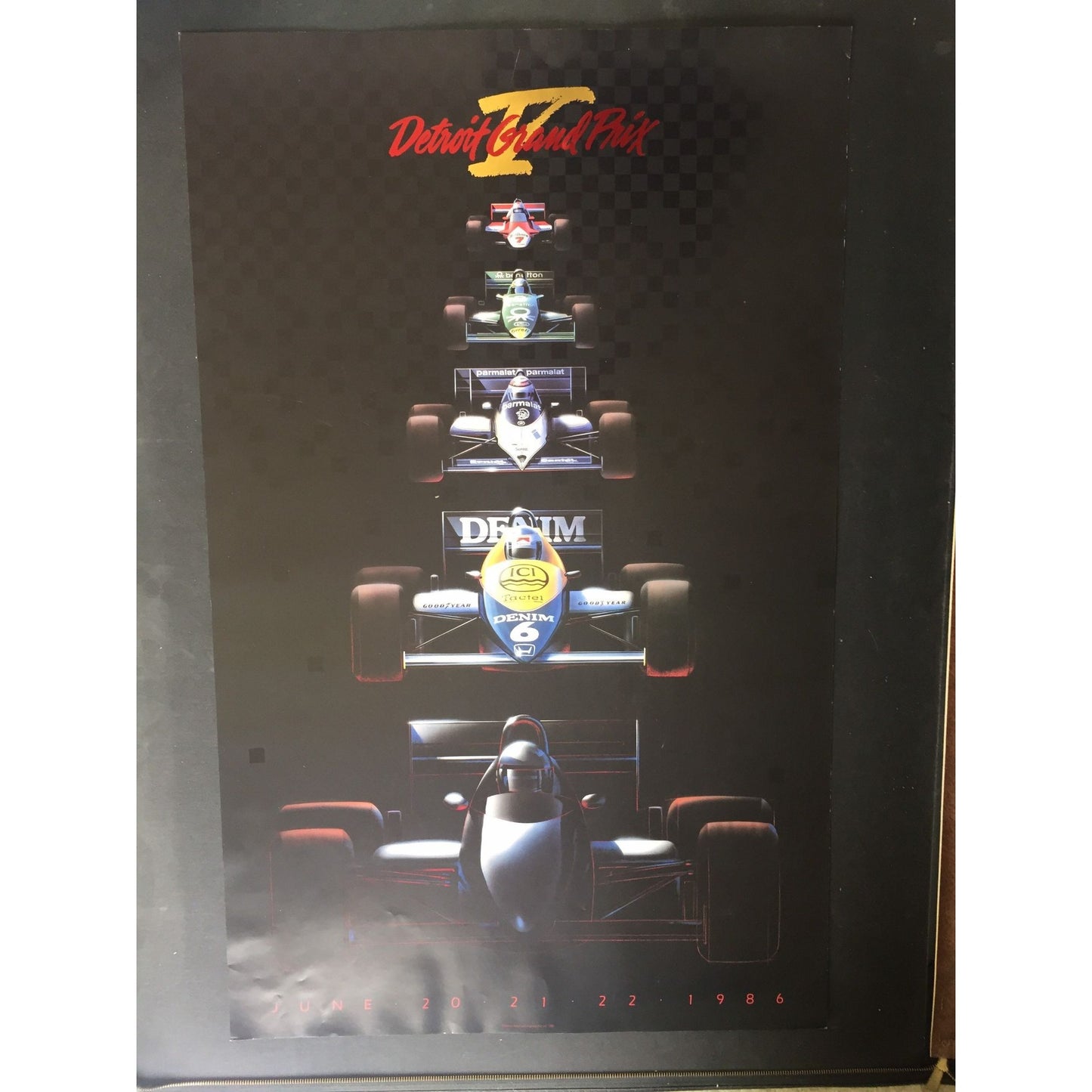 Vintage 1986 Detroit Grand Prix Poster V June 20 21 22 Detroit Renaissance Grand Prix, Inc. 1986