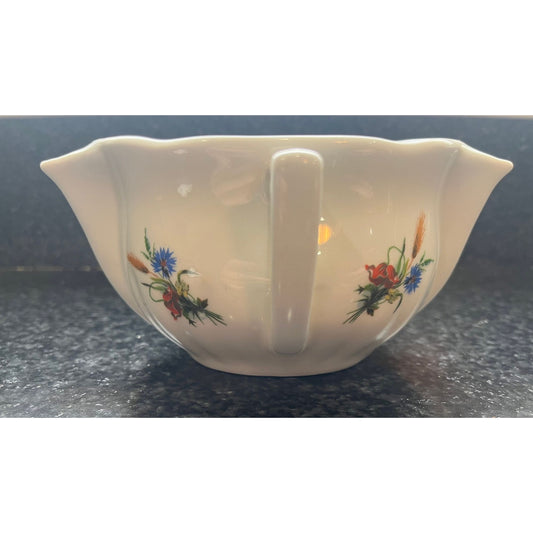 Vtg Pillivuyt Porcelain Floral Design 8 oz Sauce or Gravy Boat with Fat & Lean Separator Made In France For Hoan