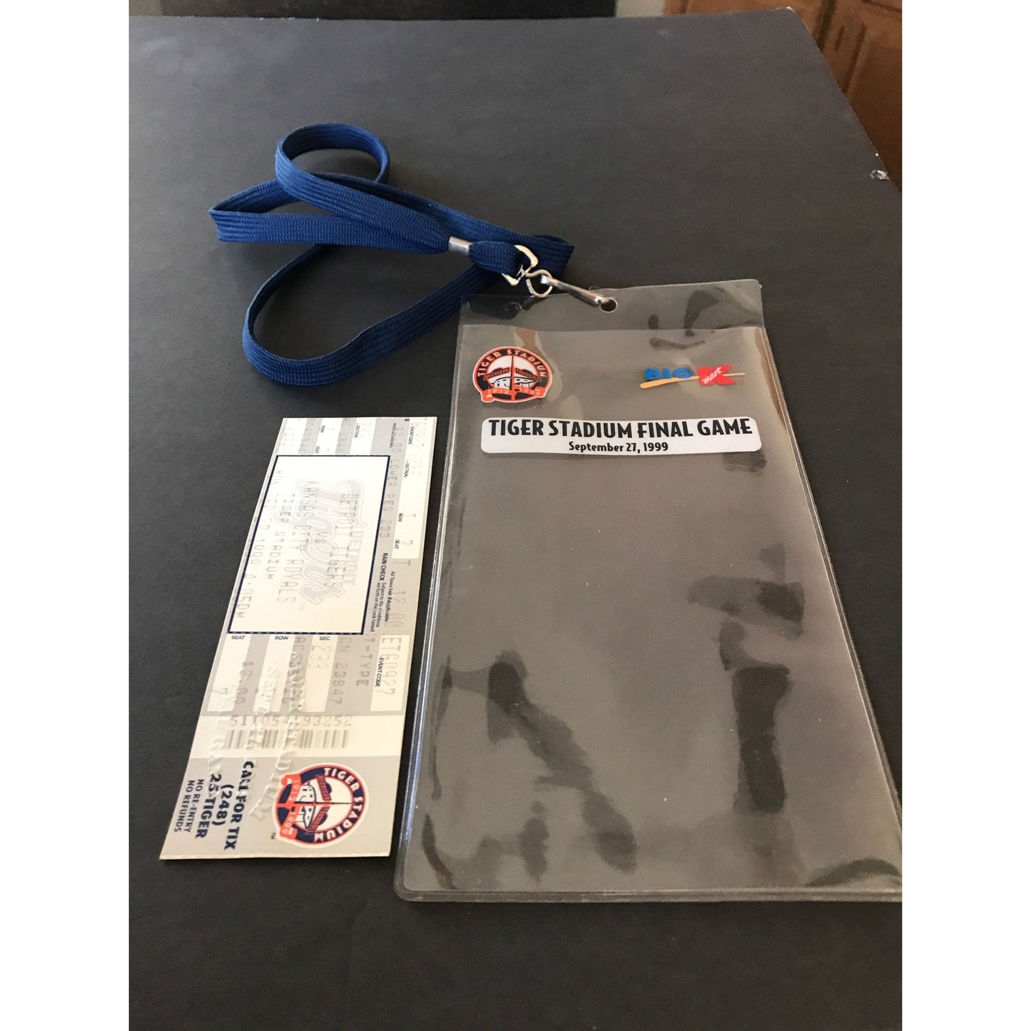 Vtg Tiger Stadium Final Game Embossed Ticket Lanyard & Ticket Credential Holder September 27, 1999