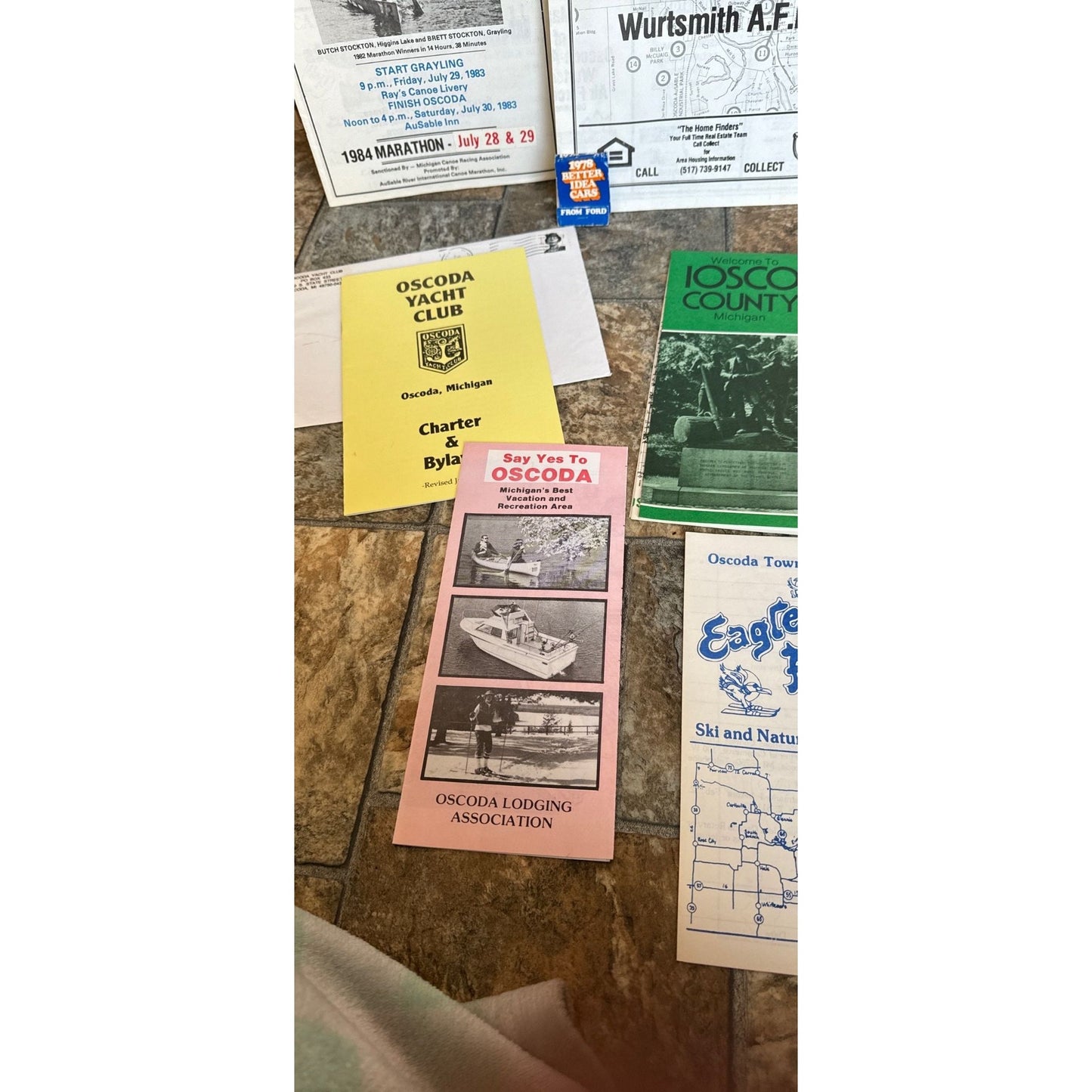 Vintage Oscoda Michigan Collection Of Ephemera 1970's-80's Era Sawyer Canoe Maps Wurtmith Air Force Base AuSable Canoe Race