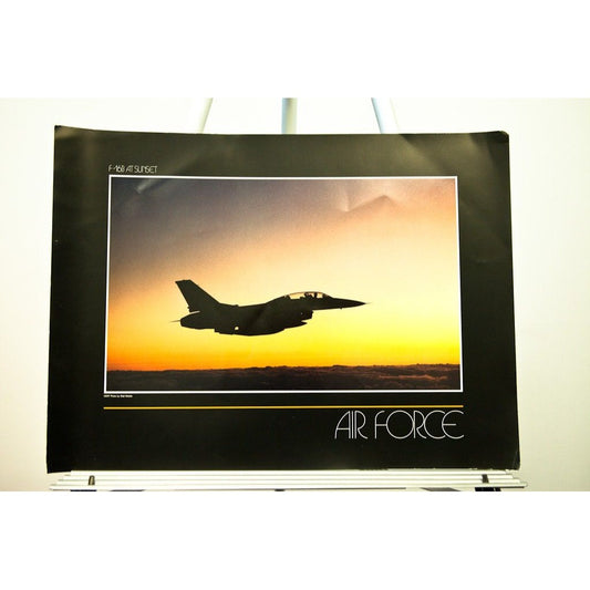 Vintage 1980’s AIR FORCE Poster Sunrise And Sunset Military Photographers Walt Weible F-16B At SUNSET