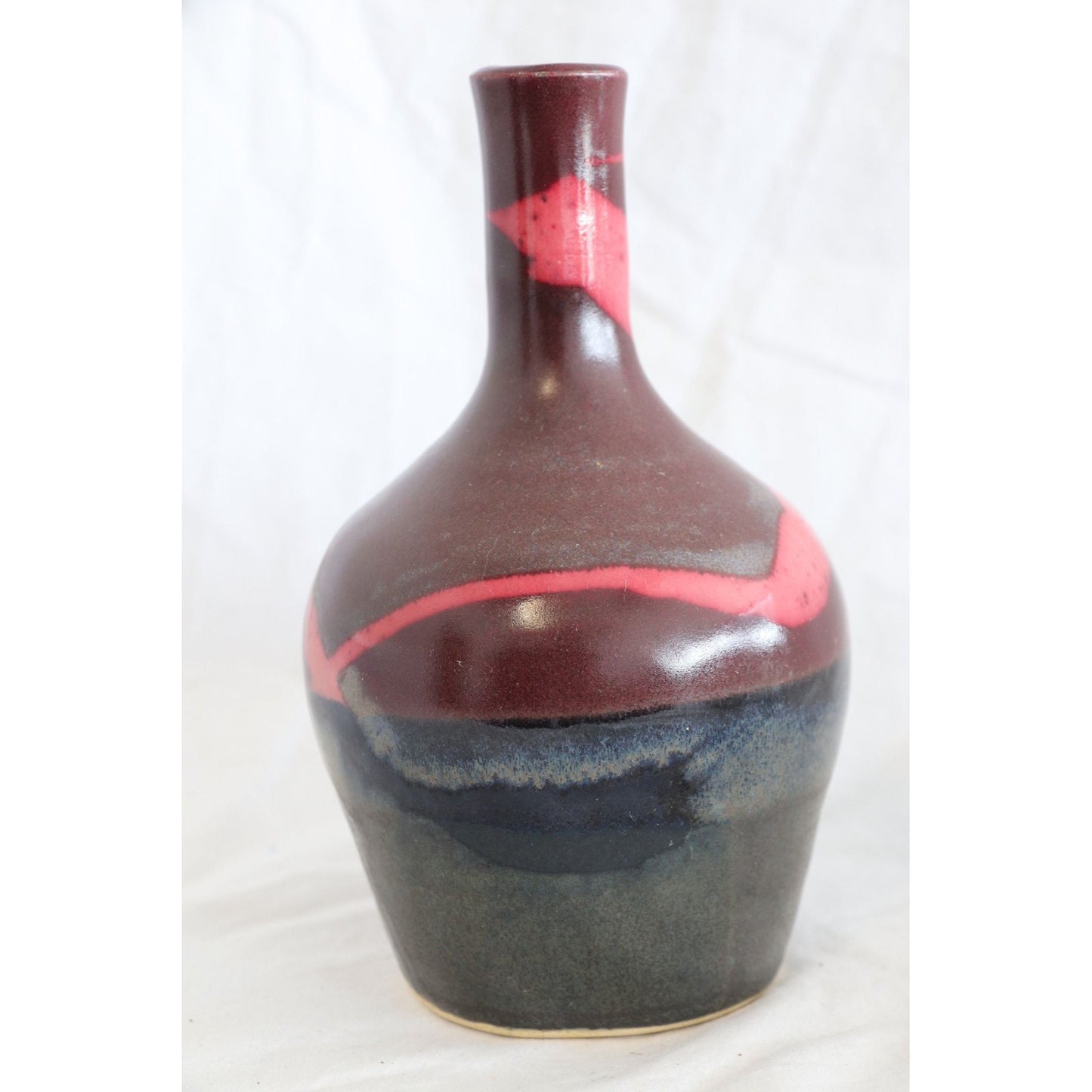 Vintage 1970's Ruth Stein Art Pottery Vase Jun Kiln Glaze Mid Century Modern Signed On Base