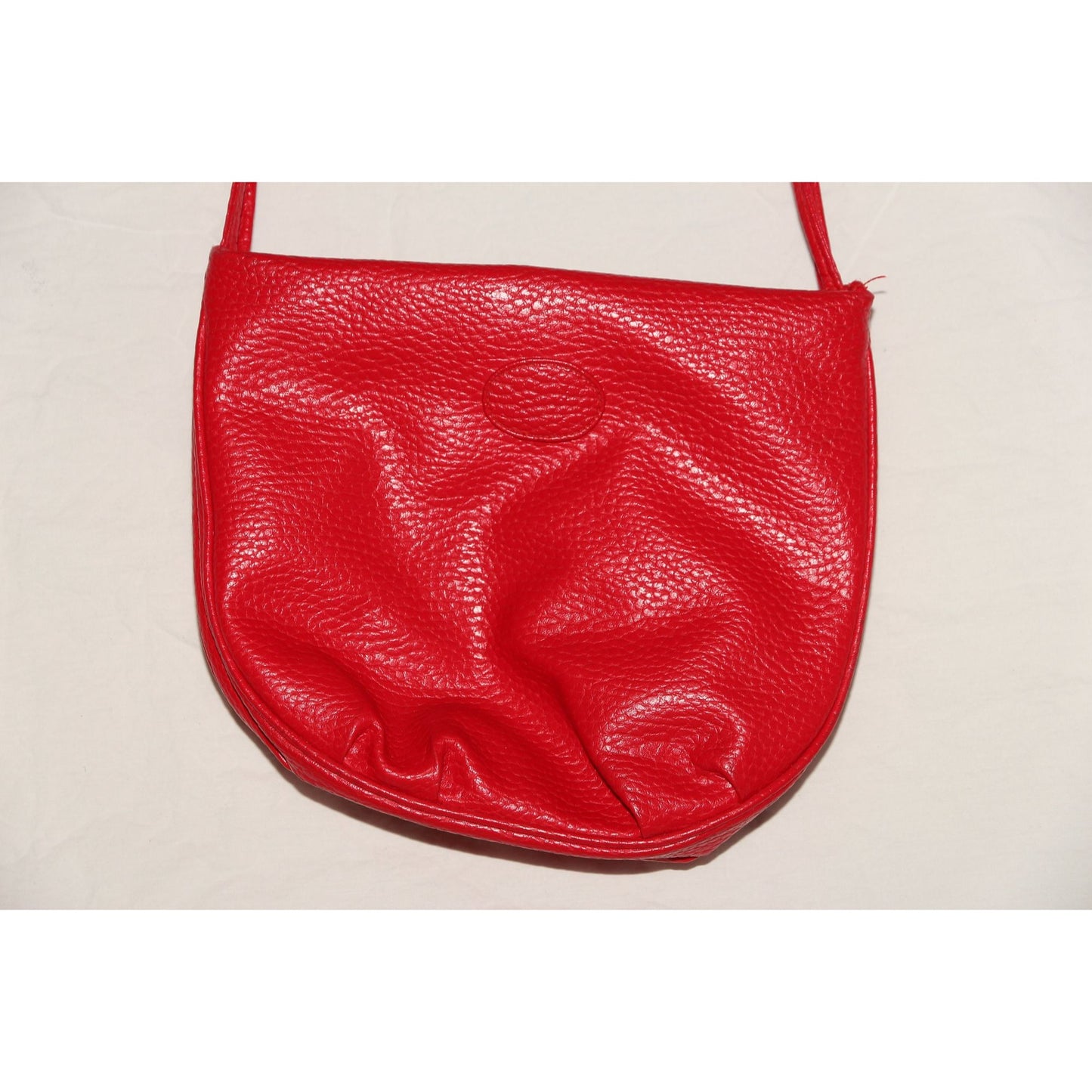 Vintage Red Faux Leather Shoulder Crossbody Bag Purse Pebbled Texture NWOT