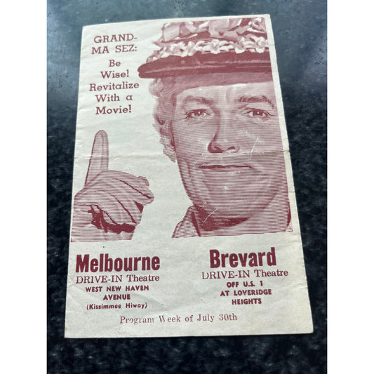 Vtg July 30 1967's Melbourne & Brevard Drive In Movie Theater Florida Advertisement Shane The Reluctant Astronaut The Swinger c