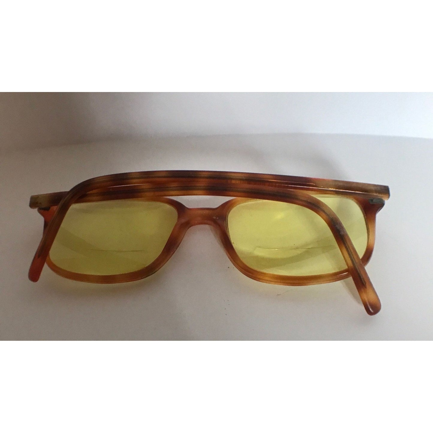 Vtg Tortoise Shell Rectangle Eyeglasses Yellow Tinted GIORGIO ARMANI Plastic 2055 015 51018 140 Made in Italy