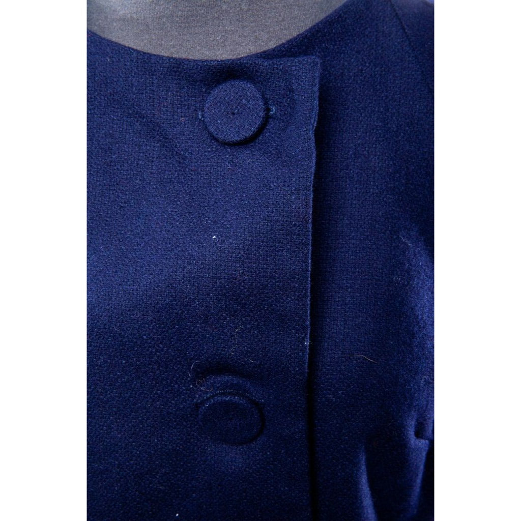 Vtg Cape 1950's BEST & CO Fifth Ave. New York Navy Blue Wool Half Cape Jacket Fully Lined Medium Three Buttons