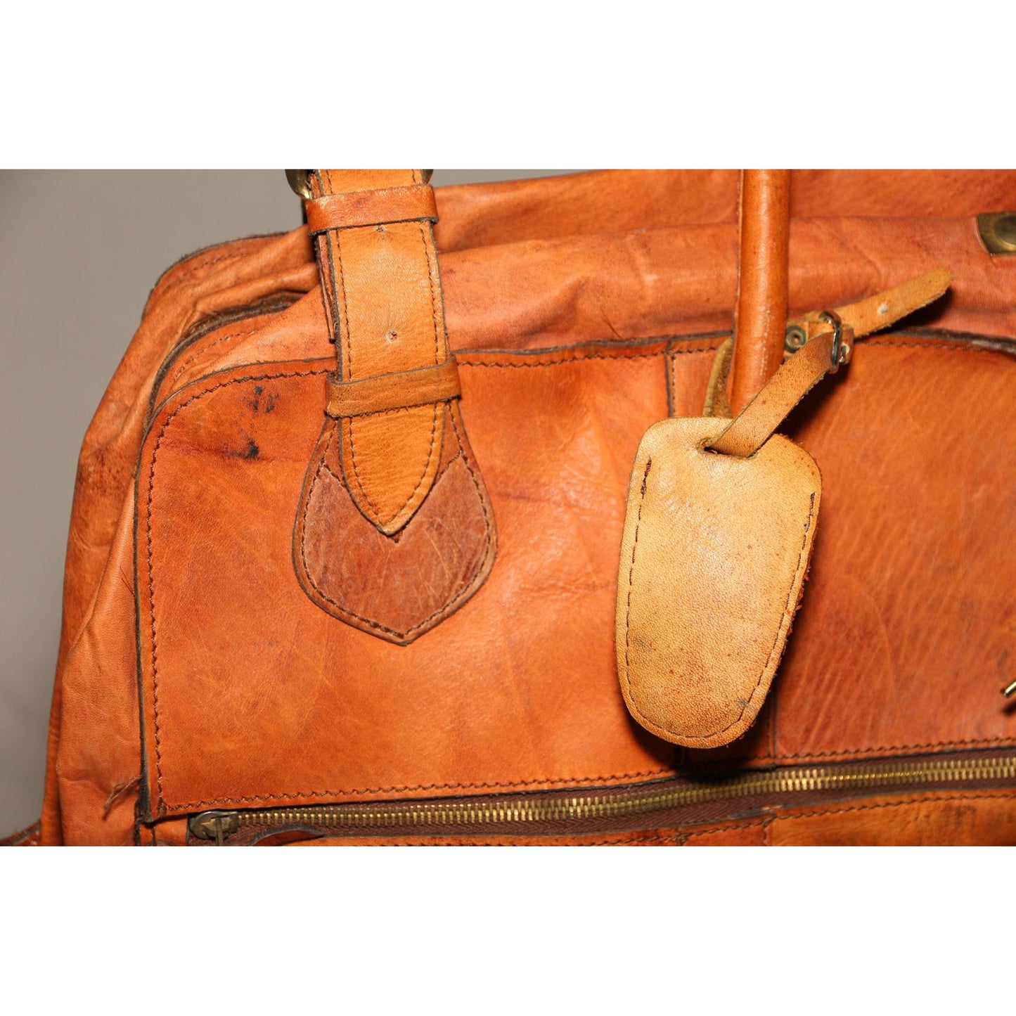 Vintage R.O.N.A. Go Anywhere Leather Garment Bag 1970's Handmade Argentina Hanging Clothing Bag