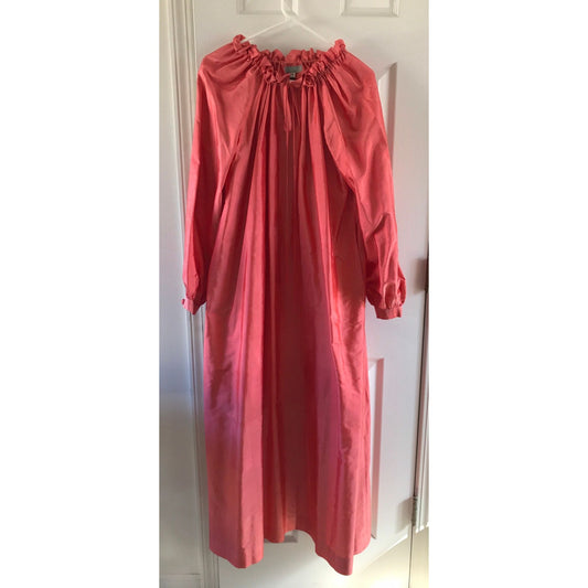 Vtg 1960's Becky Boutique Maxi Dress 100% Thai Silk Salmon One Size Naples FL Made In Thailand