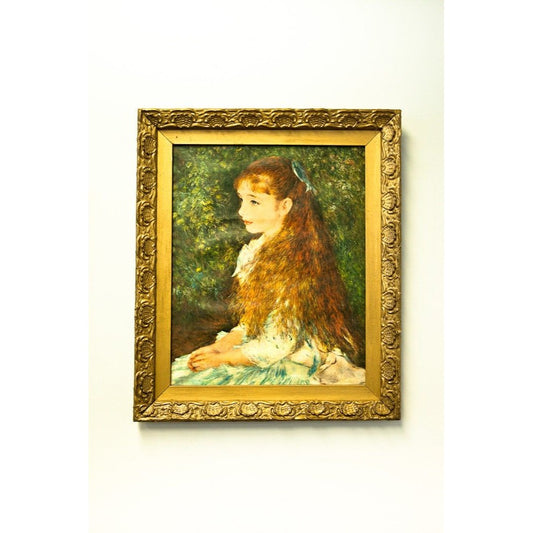 Antique Gold Leaf Ornate Shell Pattern Wooden Frame Picture Of Miss Irene Cahen d'Anvers By Pierre Auguste Renoir Renoir