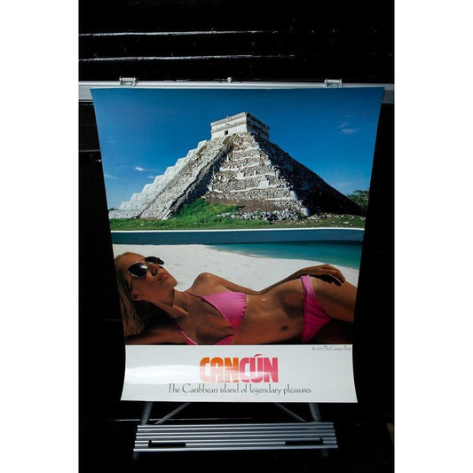 1999 Poster Cancun The Caribbean Island Of Legendary Pleasures Laminated 36" x 24" Travel