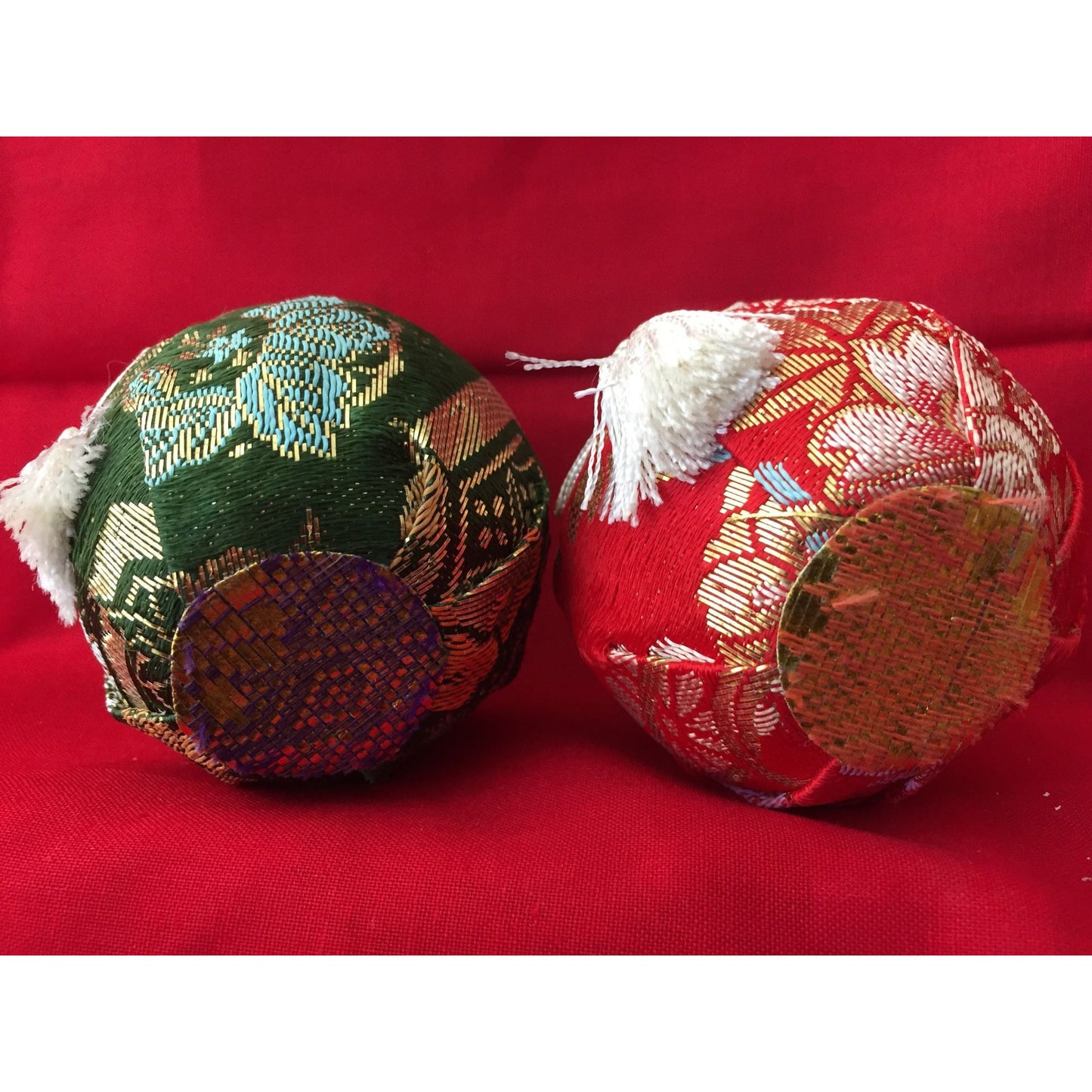 Handmade Emperor and Empress Ginger Jar Dolls With 100% Silk Kimonos Multicolor Hand Painted 3 1/4"