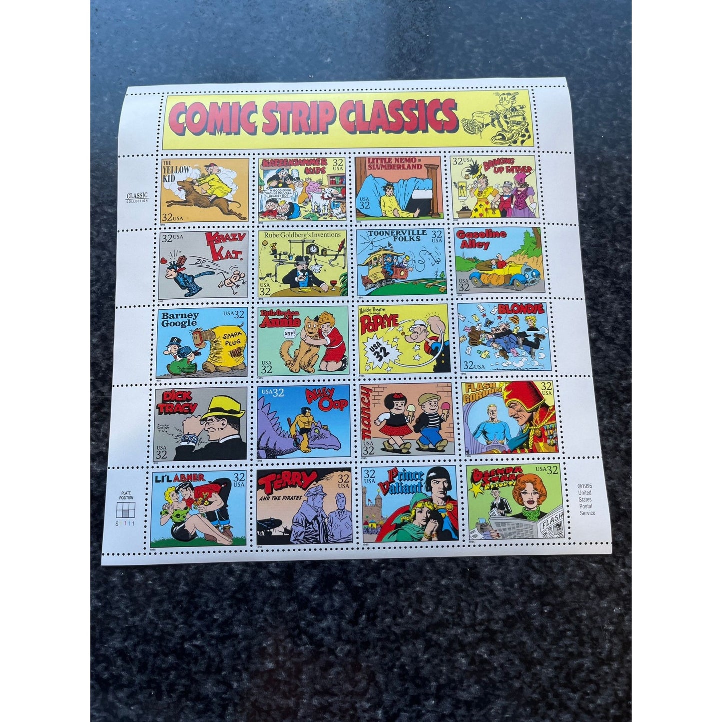 Vintage Comic Strip Classics Sheet Of Historic Postage Stamps #3000 – 1995 32c Comic Strip Classics