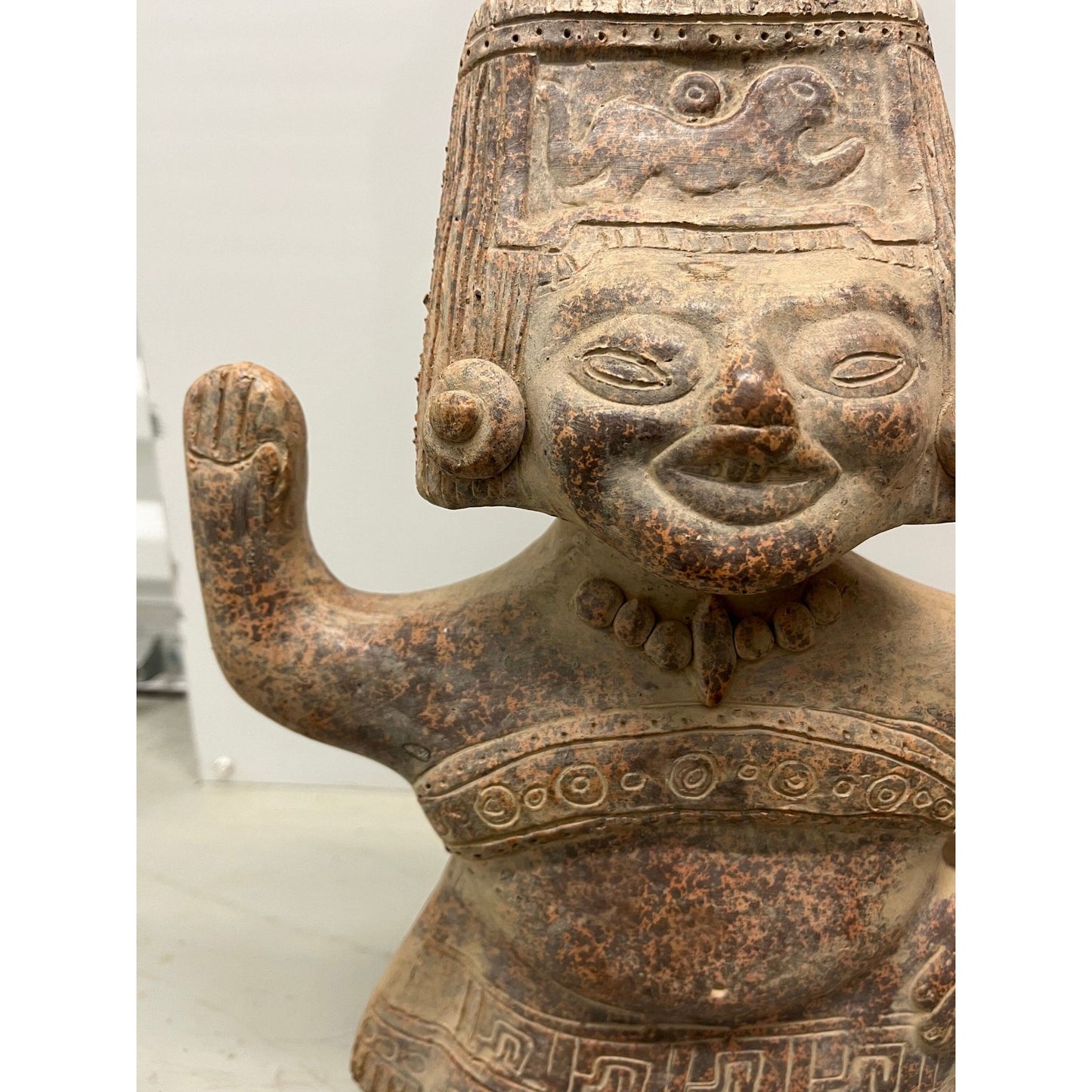 Vintage 1973 Souriant Dancer Terracotta Mayan Figurine Female Made In Mexico Tremendous Detail