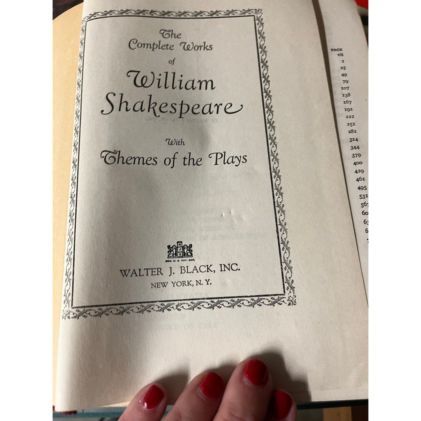 The Collected Works of William Shakespeare With Themes Of The Plays Copyright 1927 By Walter J. Black