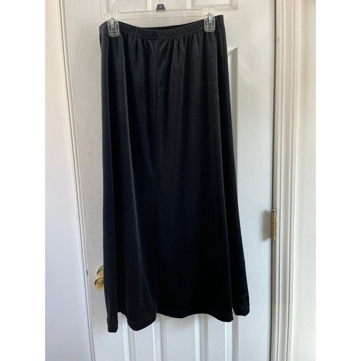 Vintage 1980's Women's Black Herman Geist Classic Maxi Skirt Elastic Waistband Size L