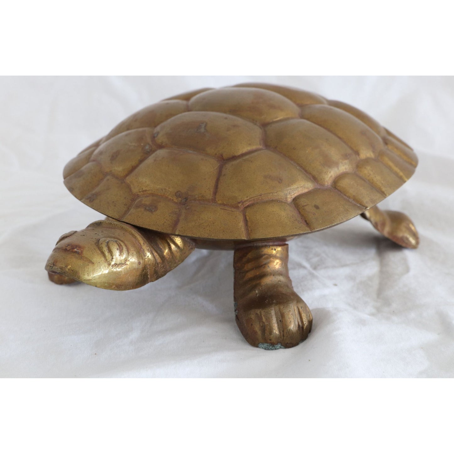 Vintage Solid Brass Turtle Trinket Box Hinged Lid