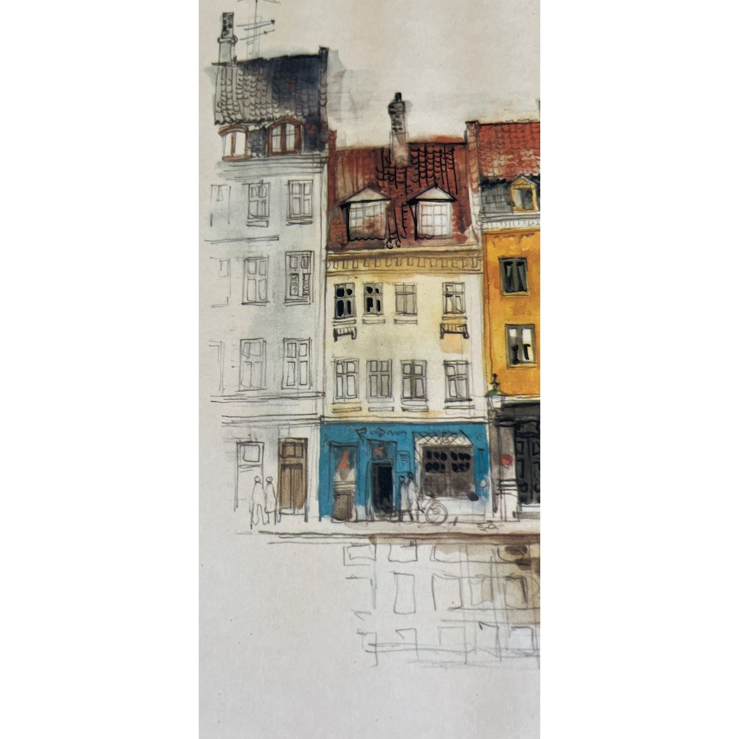 cVintage 1970's Print By Mads Stage Danish Artist Overgaden Christianshavn Copenhagen Stenders ForlagArt