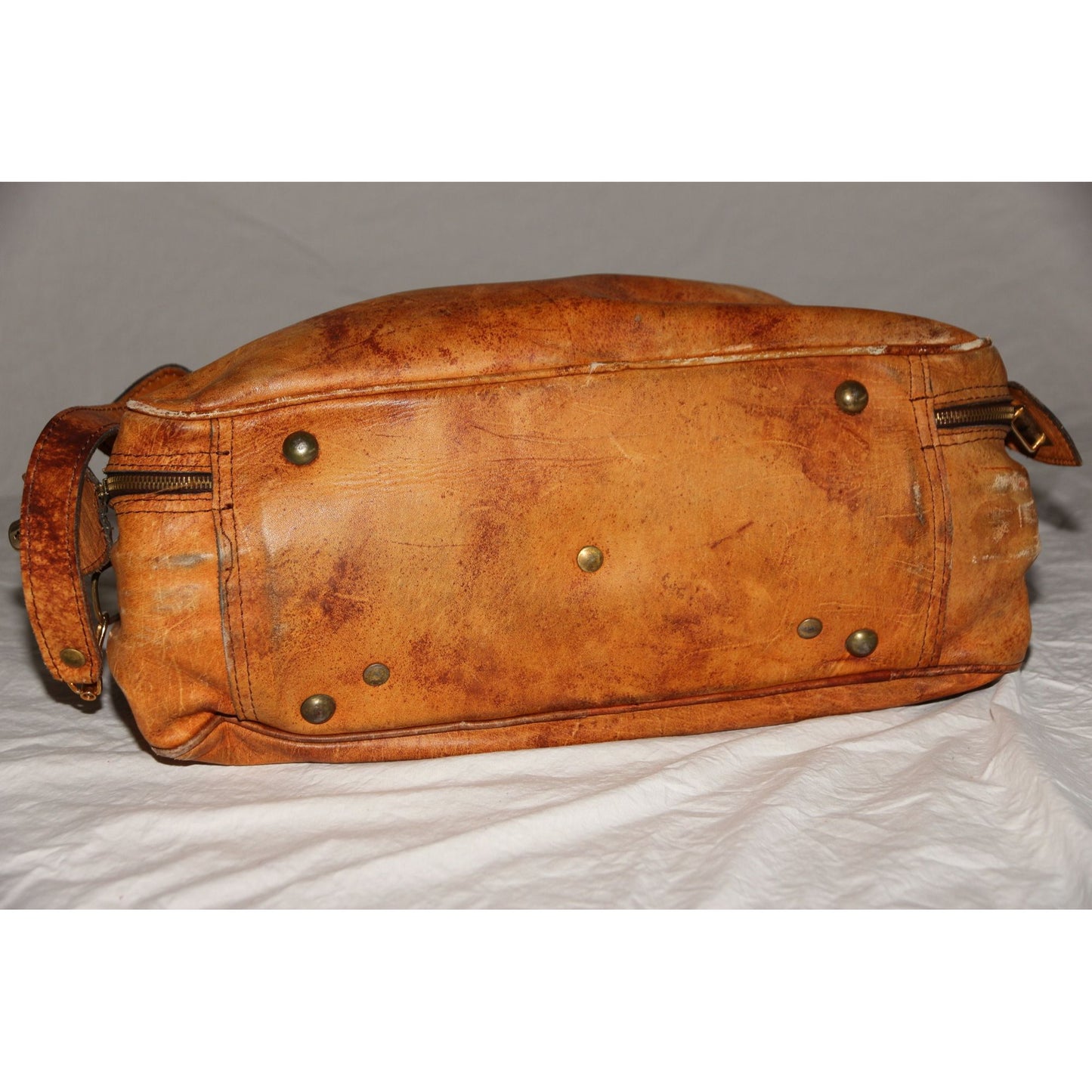 Vintage 1970's Attache Case Handmade Cowhide Leather Shoulder Bag Made In Argentina Lined