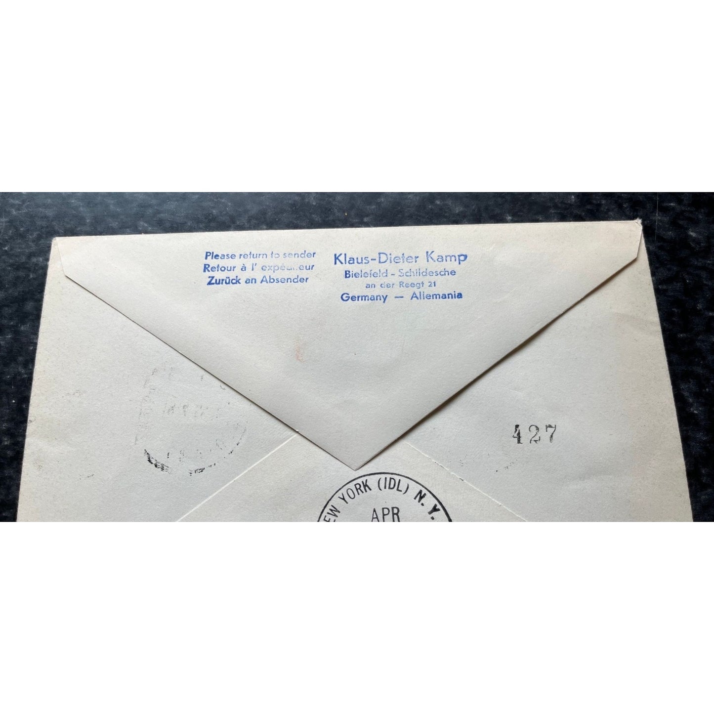 Vtg 1956 Opening Flight Hamburg-Dusseldorf Paris - New York By Airmail Imprime Opening Air Mail German Lufthansa In German Belgium Stamps