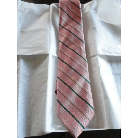 Vintage Men’s JR Logo Tie Whalings Men's Store Detroit Striped Pink Beige Exclusive Three Thread Silk