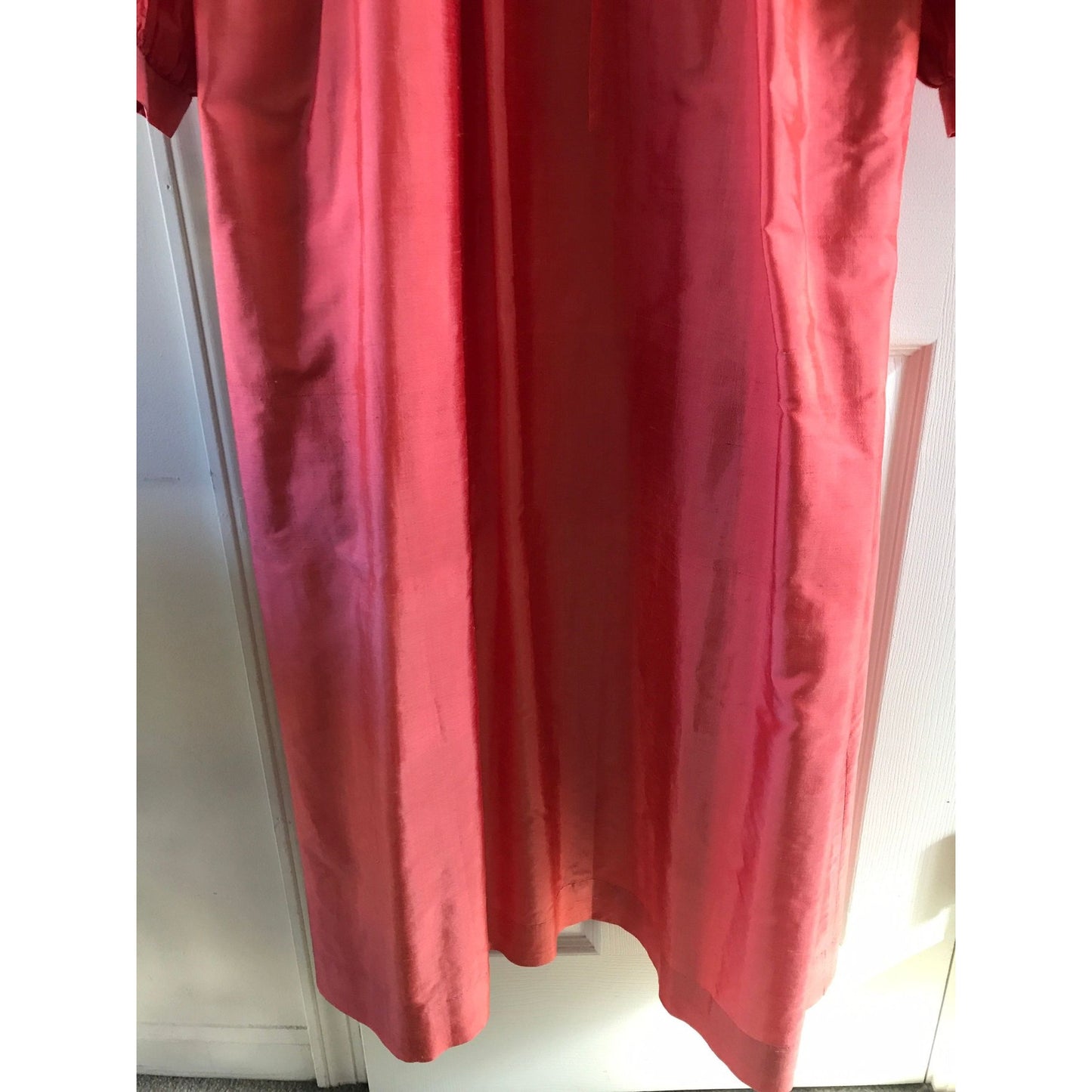 Vtg 1960's Becky Boutique Maxi Dress 100% Thai Silk Salmon One Size Naples FL Made In Thailand