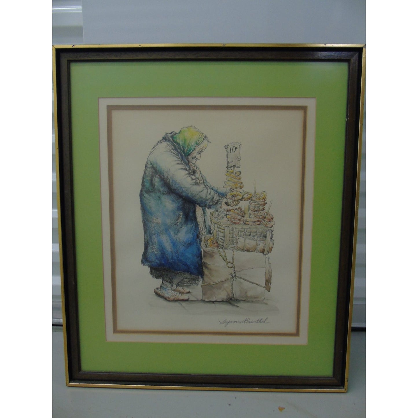 New York City Artist Seymour Rosenthal (1921-2007) “The Pretzel Lady”  Signed in Pencil