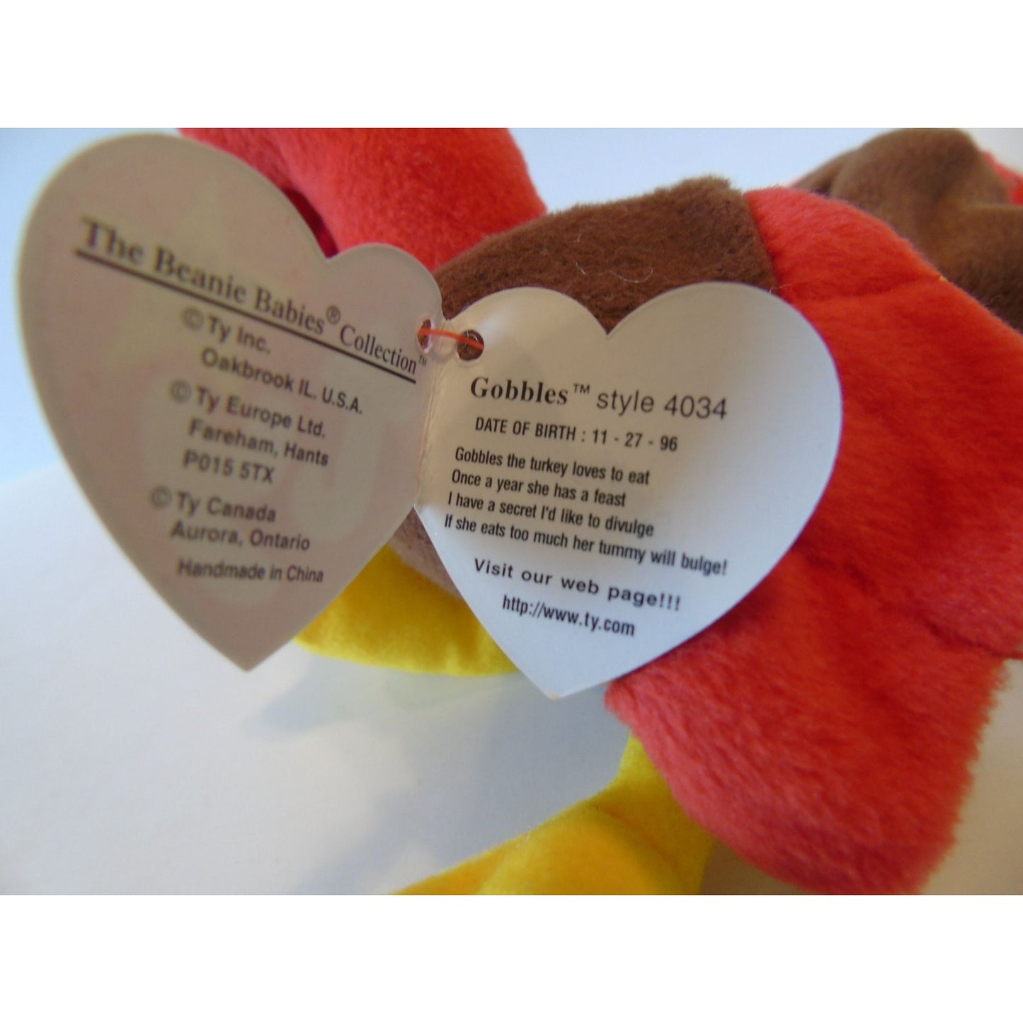 Ty Beanie Baby Gobbles The Turkey New With Tag Thanksgiving Turkey 11-26-96