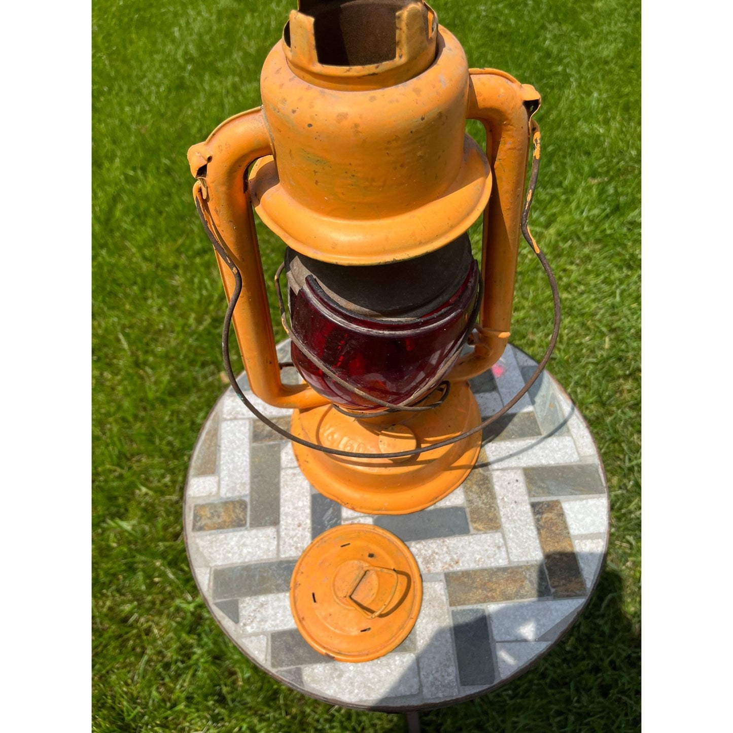 Antique Barn Warning Wedgeway Morley Bros Saginaw Michigan Red Globe Yellow Lantern Railroad No. 6160