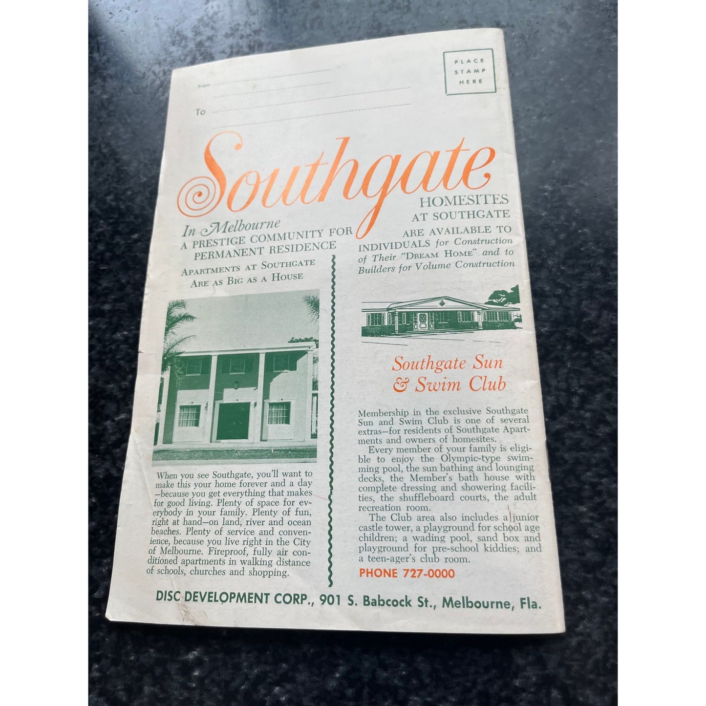 Vintage 1960's Melbourne Florida Book "To The Crossroads of the Universe"  Published By The Chamber Of Commerce Ephemera