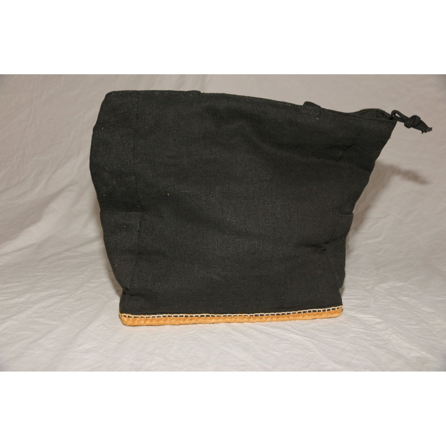 Vintage Earthly Treasures Black Cotton Tote Shoulder Bag Hemp Base