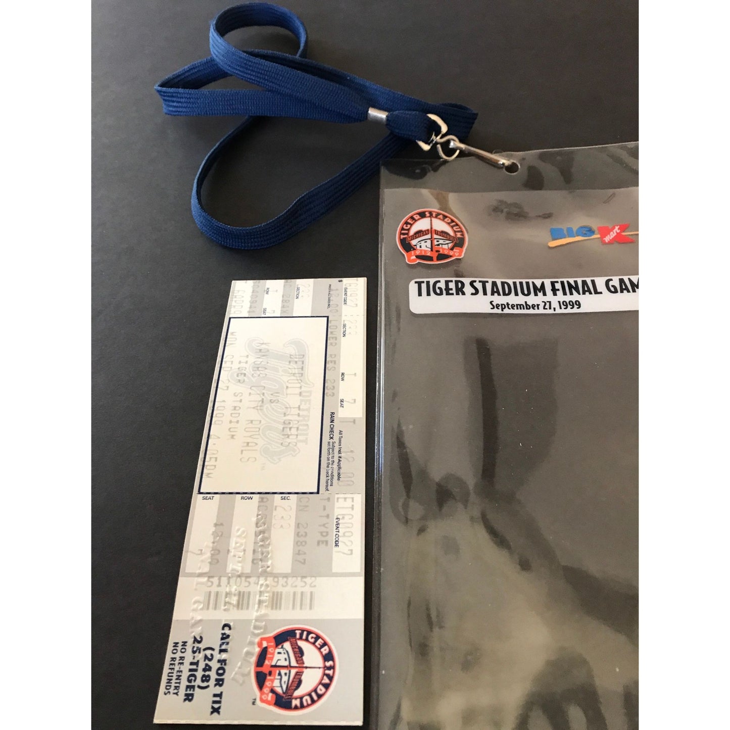 Vtg Tiger Stadium Final Game Embossed Ticket Lanyard & Ticket Credential Holder September 27, 1999