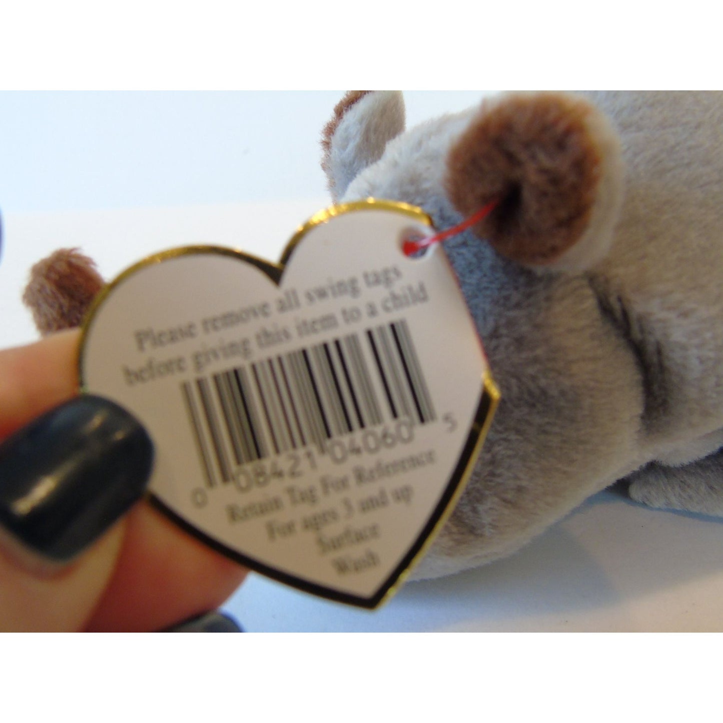 Ty Beanie Babies Spike The Rhino Birth Date 8-13-96 Style No. 4060