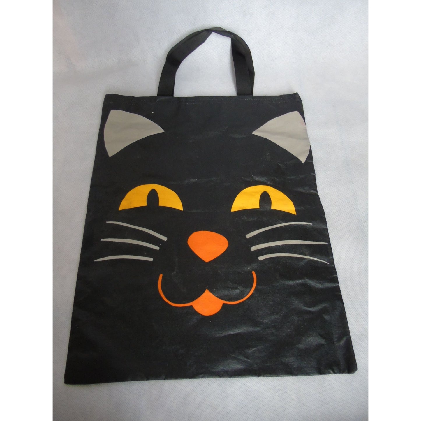 Vintage 1980's Hallmark Cards Halloween Black Cat Bag Purse Black Handles Trick Or Treat