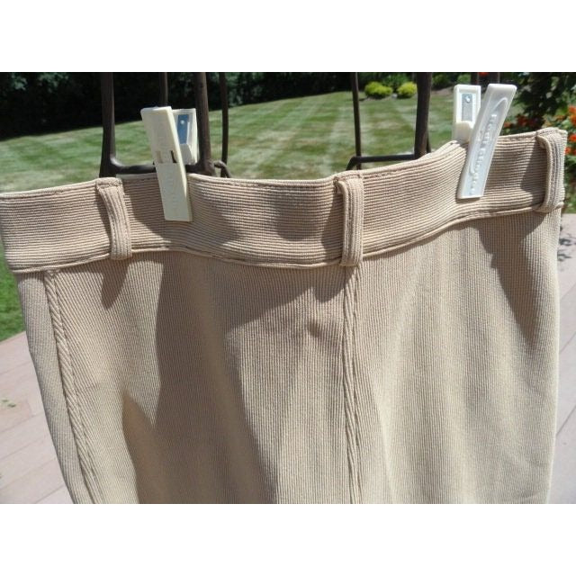 Vintage 1990's Girl's DKNY Beige Ribbed Pants Nylon & Spandex Size 12 Made In Hong Kong