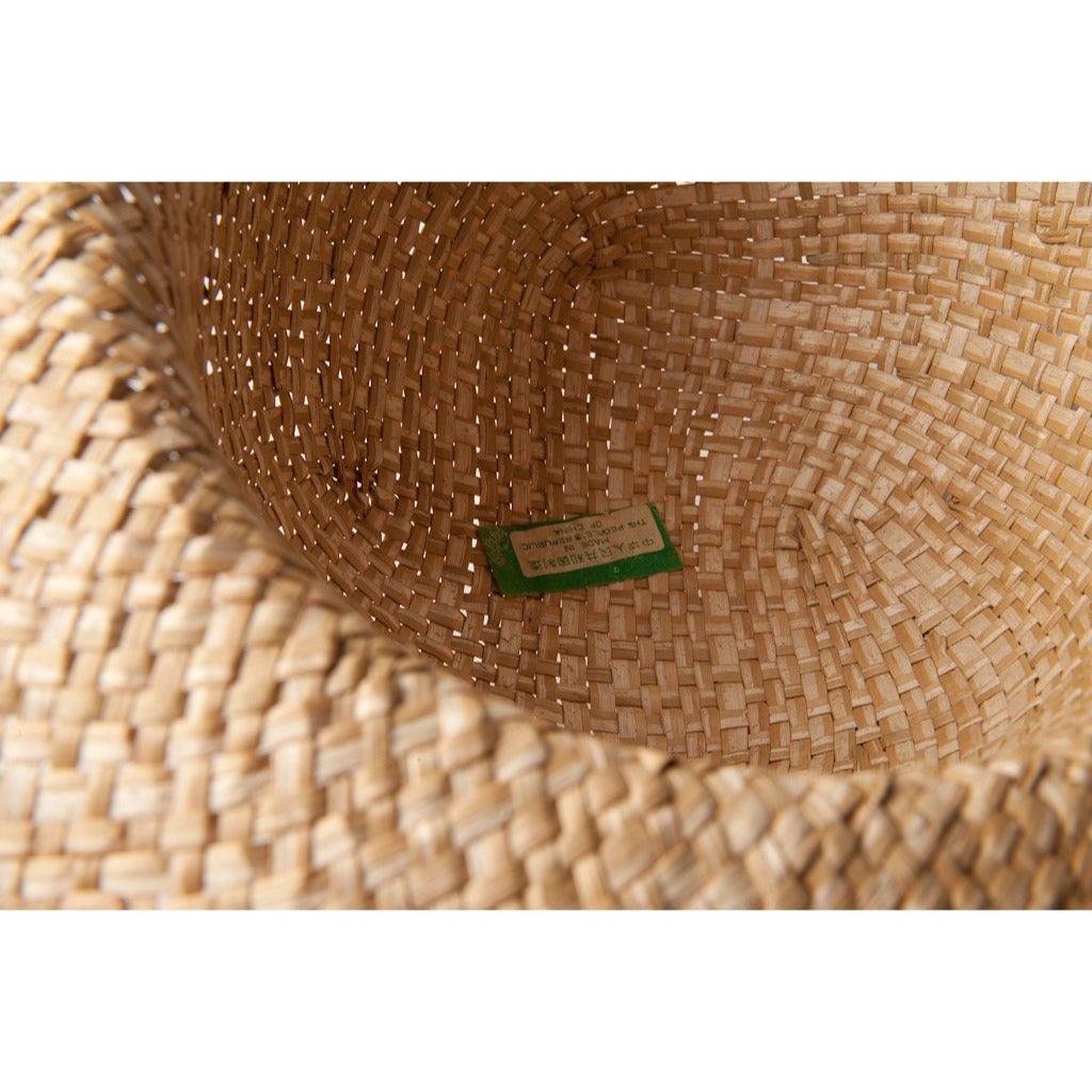 Vtg Unisex Tan Hand Woven Straw Hat Extra Wide Brim Made In The People'' Of China