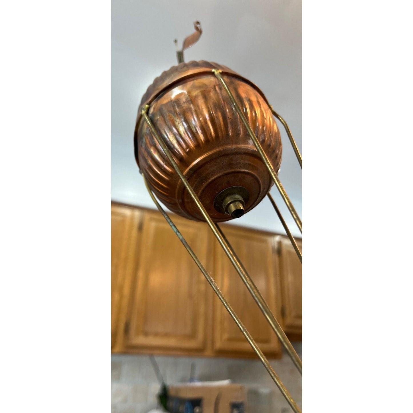 Vtg MCM  Copper Toilet Float Metal Hot Air Balloon Brutalist Dangling Sculpture Large Lava Bomb Segment One Of A Kind