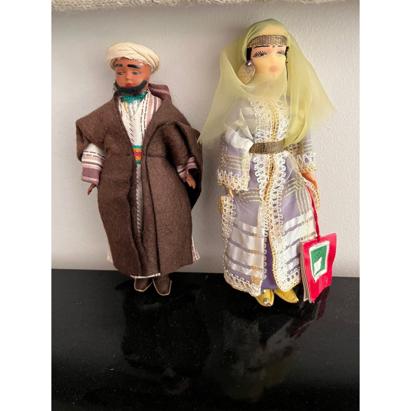 Vtg Moroccan Male Berber Female Fatima Doll Folkloric LATIFA Depose Passport In 5 Languages Hand Made In North Africa