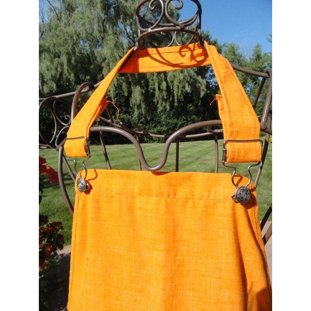 Vintage 1960's Burnt Orange Dress Smock Apron "In Good Company" San Francisco Straps With Clasp