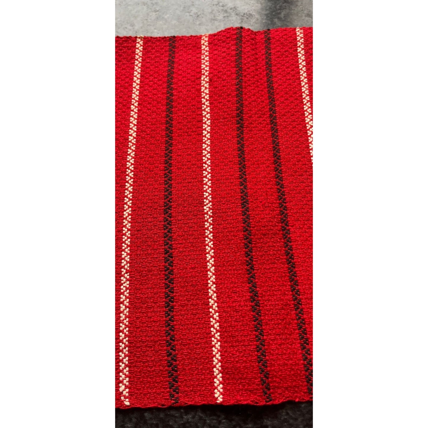 Vtg Handmade Romanian Handwoven Fabric Table Runner Red White Black Classic Romanian Textile Pattern Cotton 21" x 9"