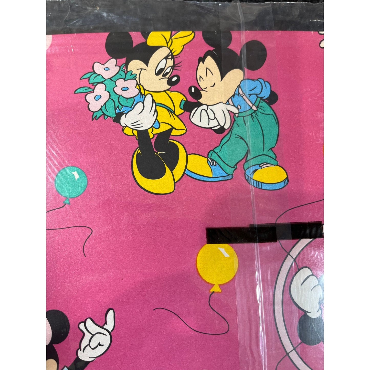 Vtg Mickey Mouse Minnie Mouse Disney Cleo Gift Wrap Wrapping Paper NEW USA Gibson Mickey & Minnie Dancing Jukebox Flowers