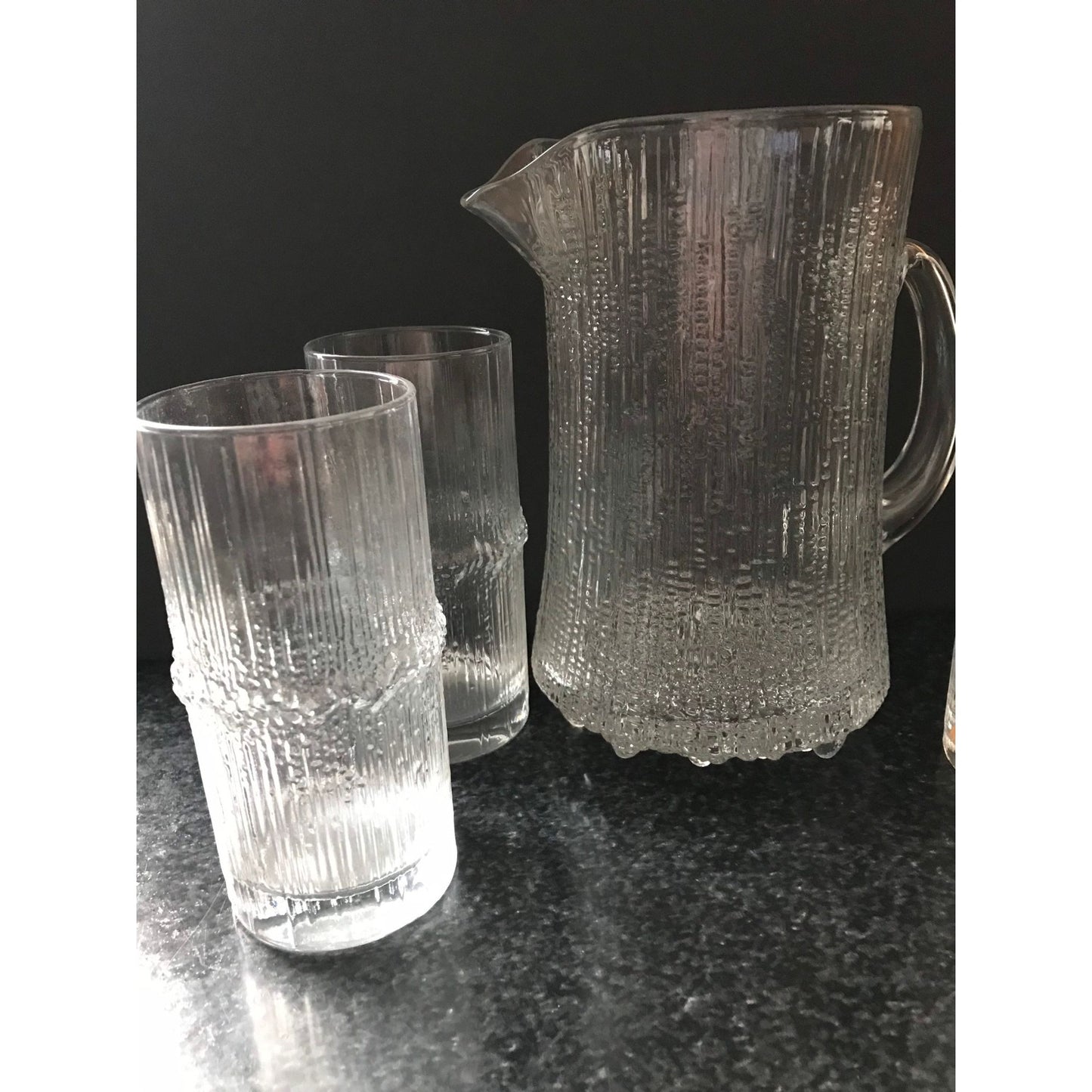 iittala IUltima Thule Ice Lip Pitcher With Four Water Tumblers Design Tapio Wirkkala Iittala i Finland